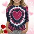 thumbnail image 2 of Meichang Girls Valentine's Day Shirts Heart Print Tops 3/4 Sleeve Crew Neck Romantic Tees Cute Tie Dye Print T-Shirts, 2 of 6