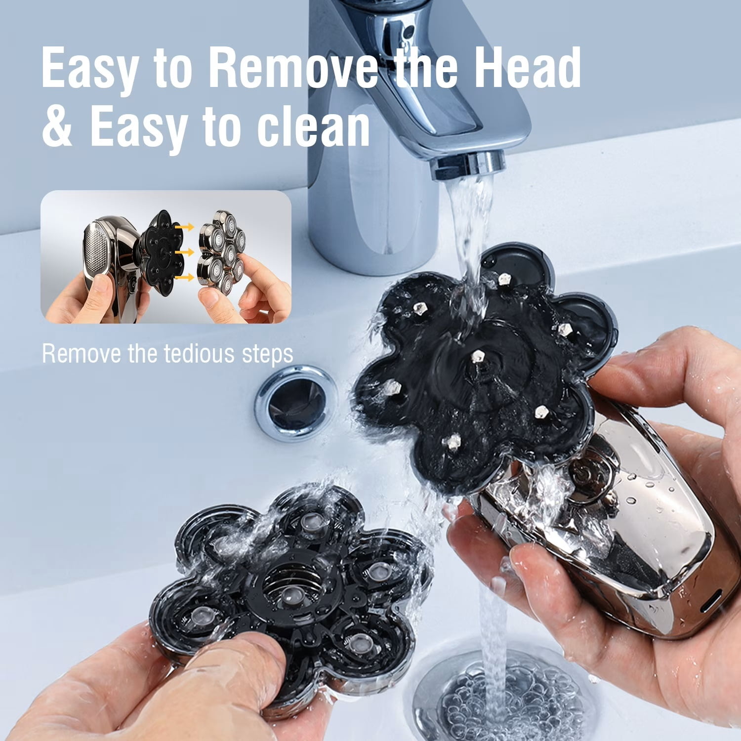 Head Shavers for Bald Men, 7D Rotary Shaver Magnetic Electric Razor, IPX7 Waterproof Wet Dry Cordless Head Shaver, Type-C Fast Charging LED Display Travel Lock, Ergonomic Grip for Scalp Neck Face