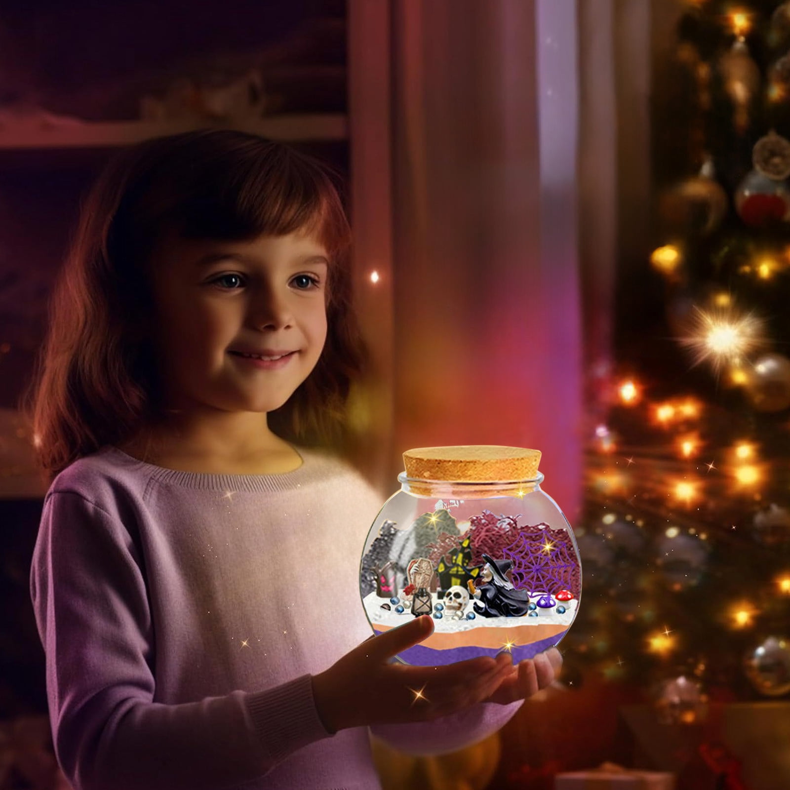 Halloween Light-Up Terrarium Kit for Kids - LED Night Light Birthday Gift for 4 5 6 7 8-12 Year Old - Halloween Toys DIY Arts and Crafts Kit for Kids - Best Presents
