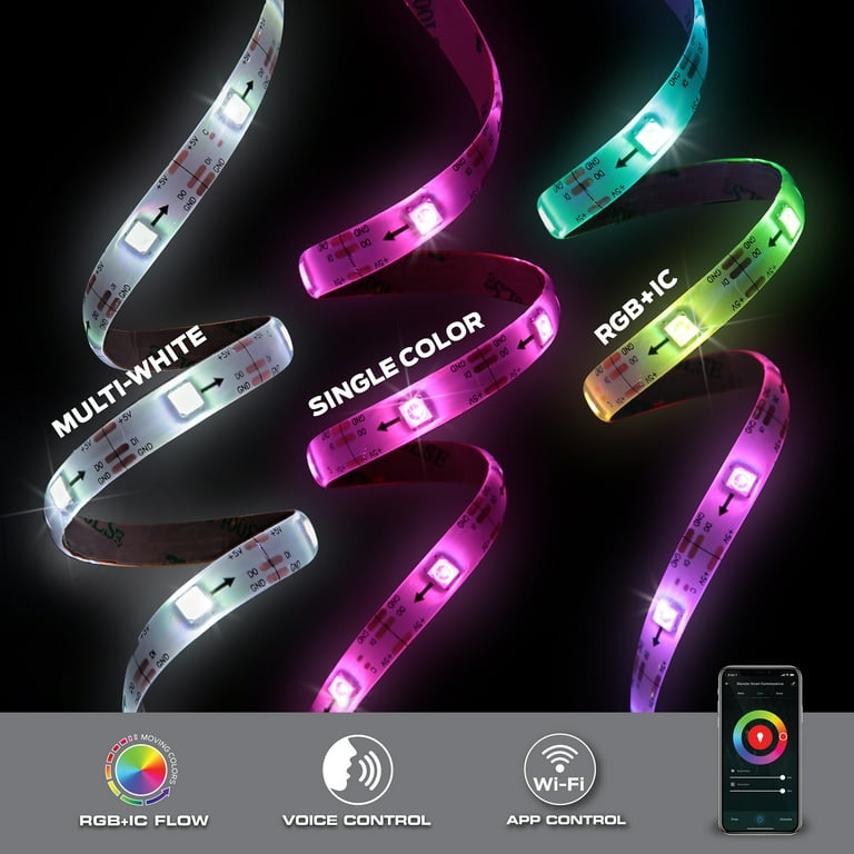 Monster LED 6.5ft Smart Color Flow Sound-Reactive LED Light Strip, Multiple  Colors at Once, Indoor