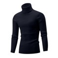 thumbnail image 3 of Rloper-Lop Mens Cable Knit Sweaters Casual Soft Pullover Sweaters Turtleneck Slim Fit Tops Long Sleeve Winter Thermal Jumper Shirts Navy 3XL, 3 of 5
