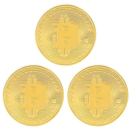 [Clearance]3 Coin Charms Medal Pendant Stainless Steel 18K Gold Plated Bitcoin Jewelry for Men
