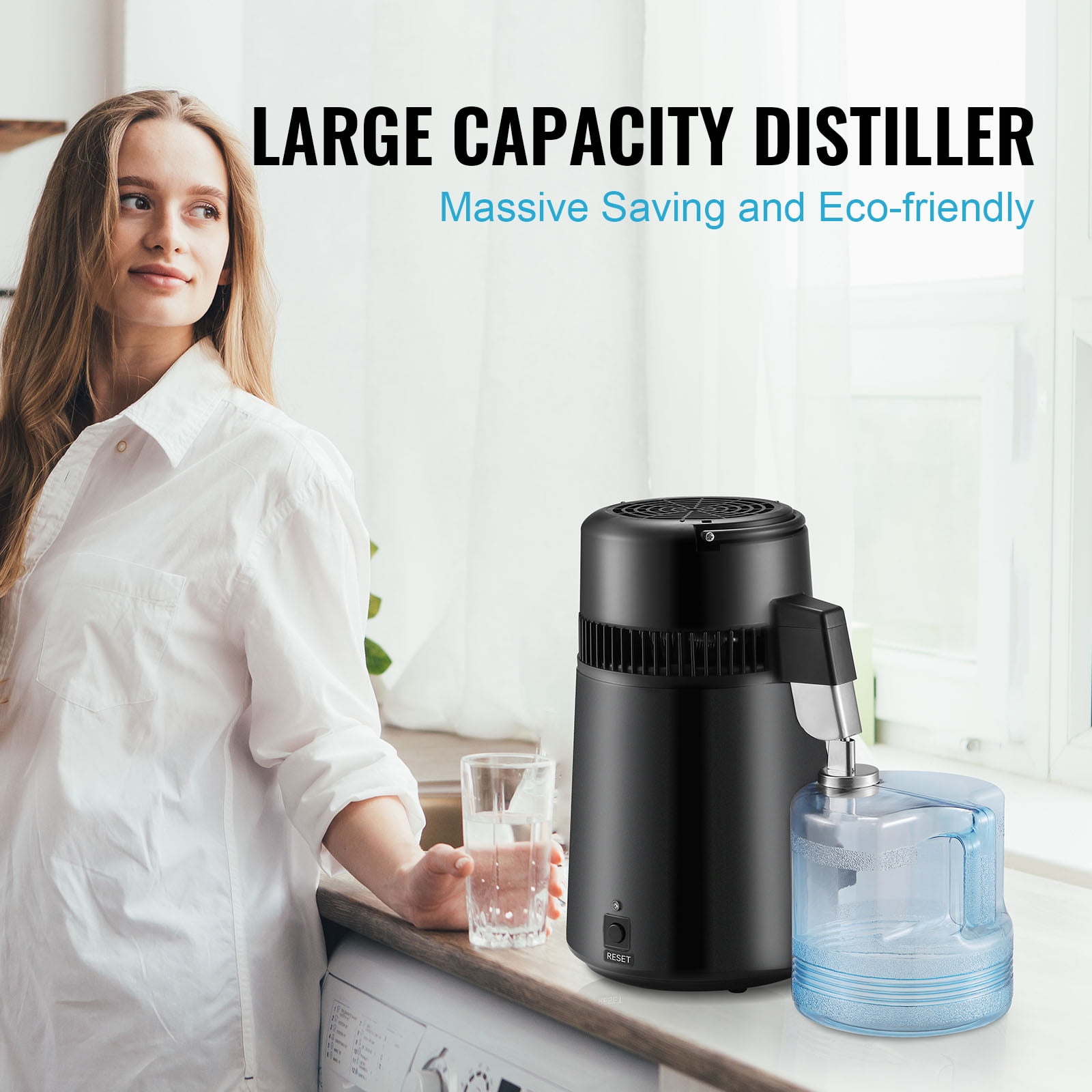 KFFKFF Water Distiller,Stainless Steel PBT, Black