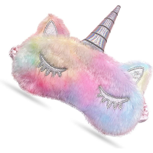 AIMTYD Unicorn Sleeping Mask, Girls Soft Plush Blindfold Mask, Cute Unicorn Kids Sleep Mask