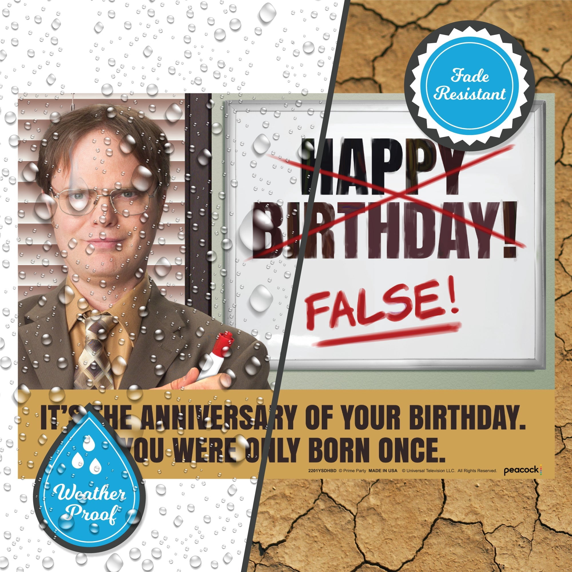 Prime Party The Office Dwight Schrute Happy Birthday False Yard Sign, Outdoor Decoration – 20.5" x 15"