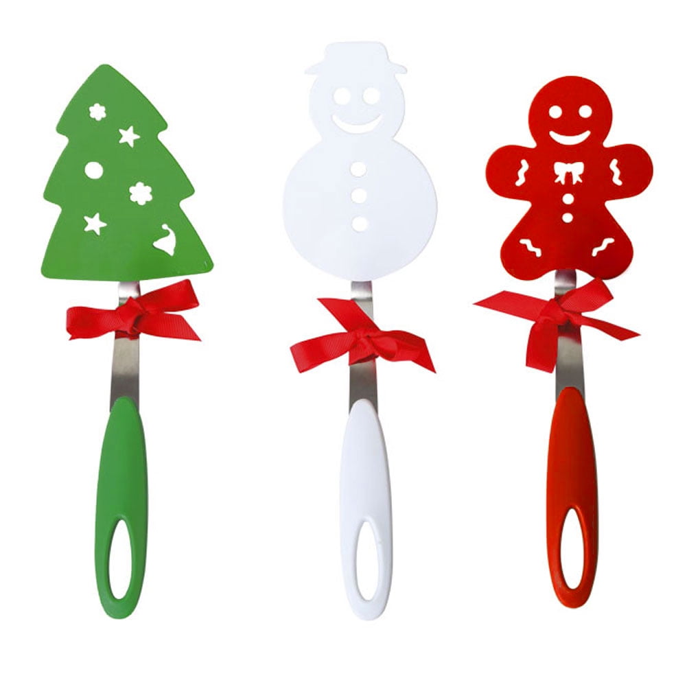 Set Of 3 Christmas Cookie Spatulas Snowman Gingerbread Man And Tree