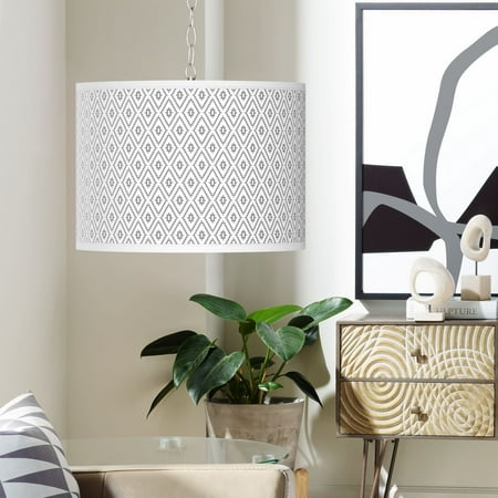 

Giclee Gallery Swag Style Diamonds Giclee Print Shade Plug-In Chandelier