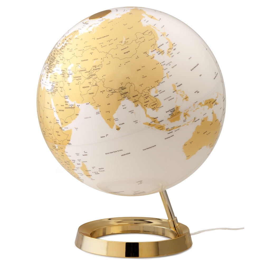 Gold and White LED Light Designer Globe with Metal Base