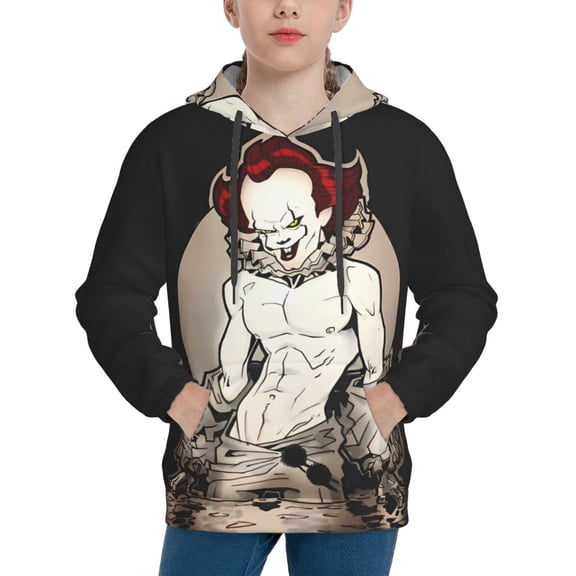 Pennywise Hoodie, Casual Unisex Youth Hoodie, Fashion Novelty Long Sleeve Pullover Sweatshirt Hooded For Kid, Teens And Adults