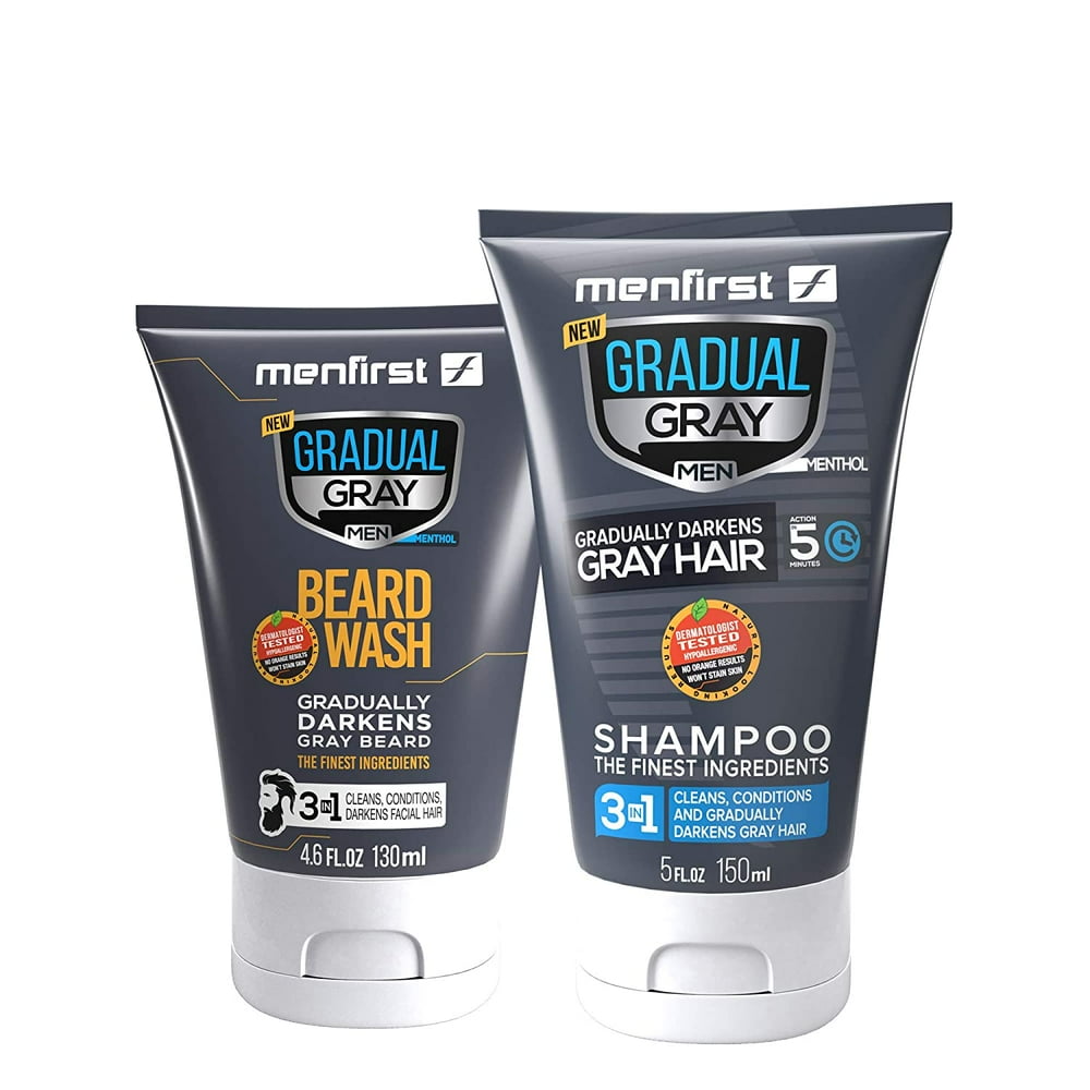 Menfirst No More Shades of Gray Bundle Gradual Gray Darkening Shampoo & Grey Reducing Beard