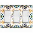 thumbnail image 1 of Metal Light Switch Plate Cover Fancy Green Orange Blue Tile Pattern TIL008, 1 of 13
