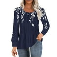 thumbnail image 2 of Aloohaidyvio Long Sleeve Tops,Women's Casual Long-sleeved Loose Round Neck Non-positioned Printed Top, 2 of 5