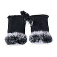 thumbnail image 2 of GROFRY 1 Pair Women Gloves Faux Rabbit Fur Half Finger Autumn Winter Coldpoof Drawstring Gloves for Vacation, 2 of 8