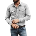 thumbnail image 5 of Zeijnsda Mens Denim Shirts Fashion Turndown Collar Long-Sleeved Blouse Solid Color Casual Button Down Shirts with Chest Pockets, 5 of 9