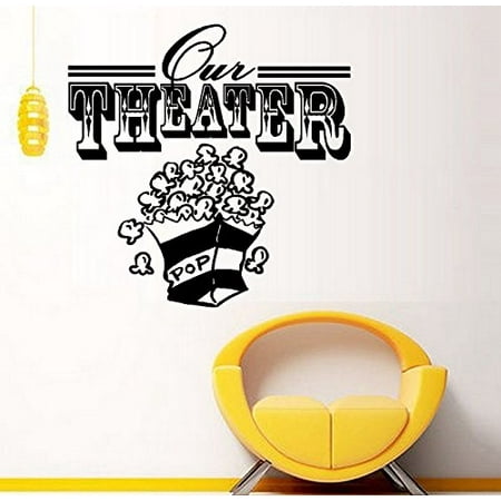 Decal ~ Our Theater with Popcorn ~ WALL or Window DECAL 20