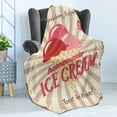thumbnail image 4 of Ice Cream Soft Flannel Fleece Throw Blanket, Vintage Style Sign Homemade Dessert Best in Town Words Print, Cozy Plush for Indoor and Outdoor Use, 50" x 70", Coral Cream Red, by Ambesonne, 4 of 5