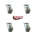 thumbnail image 2 of 4 Inch Thermoplastic Rubber Wheel Swivel Caster Set with Ball Bearings SCC, 2 of 2