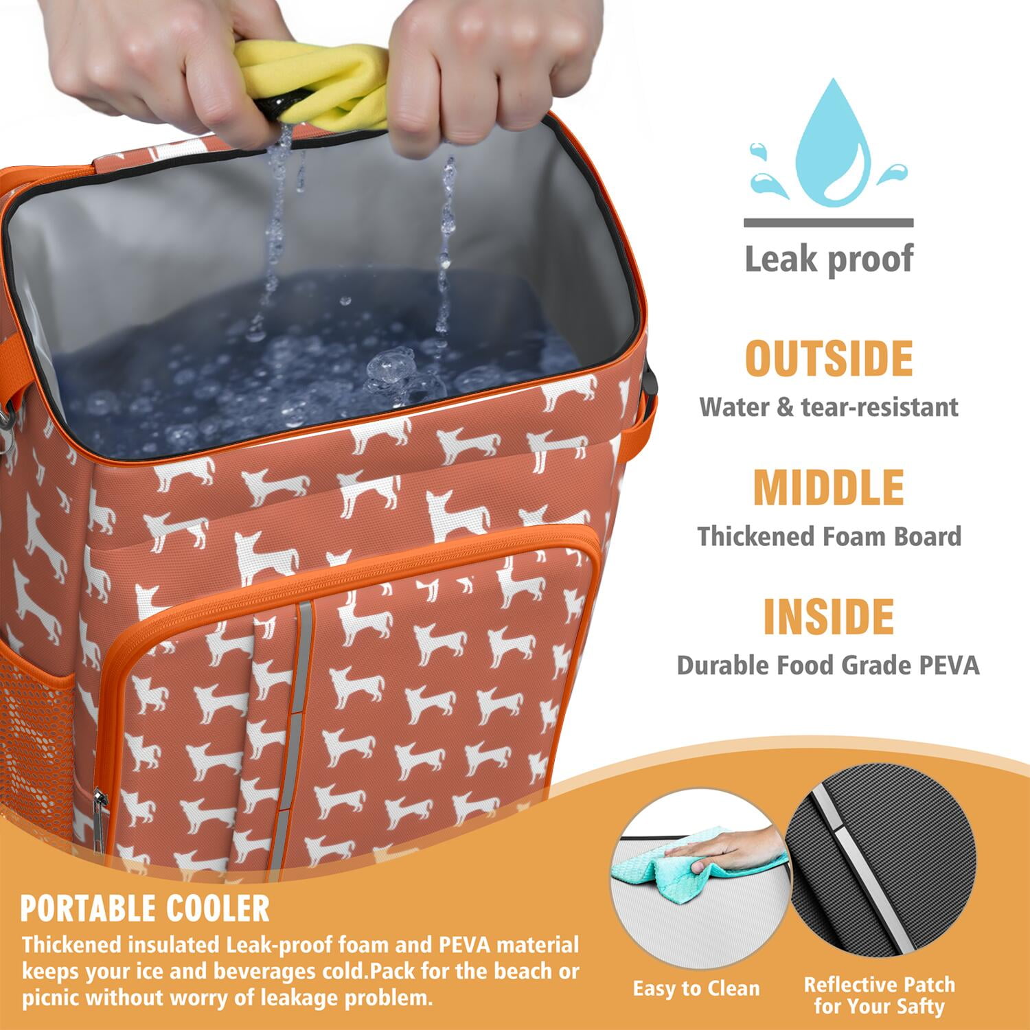 Travel Cooler Bag - Repeat Chihuahua Camping Beer Cooler Backpack with Bottle Opener- Waterproof Insulated Picnic Backpacks - Cooler Bag for Beach