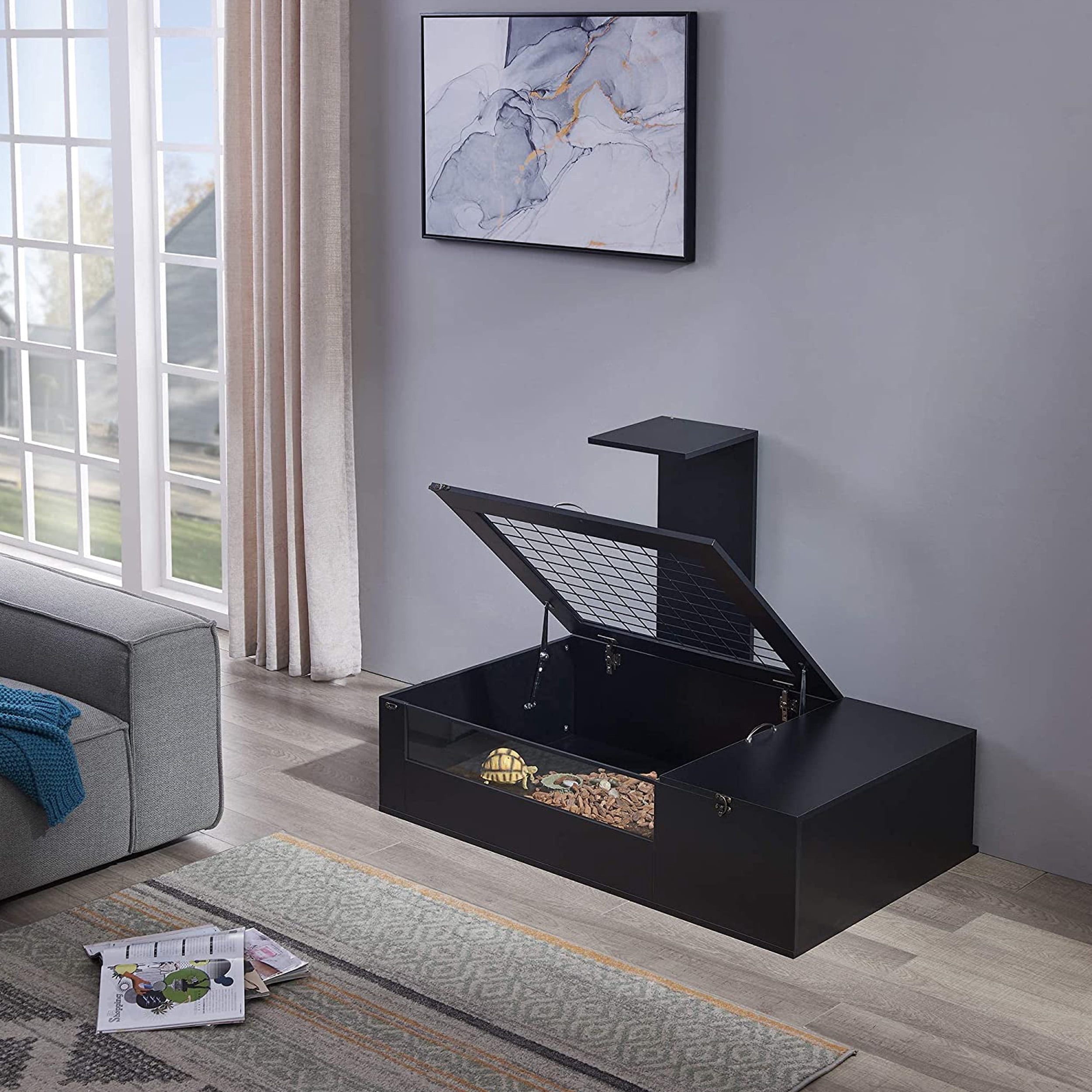Penn-Plax Reptology Tortoise Palace – Beautiful MDF Glass Turtle Cage  for The Modern Home