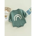 thumbnail image 3 of Qiylii Toddler Baby Knit Sweater Rompers for Newborn Girl Boy, Rainbow Pattern Loose Round Neck Long Sleeve Jumpsuit,0-24M, 3 of 9