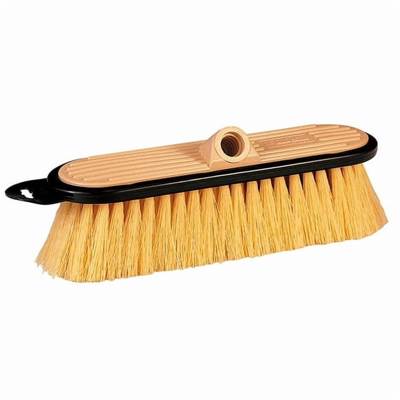 Mr Longarm Car Wash Brush 0406 10 Inch Brush Width With Threaded Hole; Without Handle; Yellow/Stiff Polypropylene Fiber