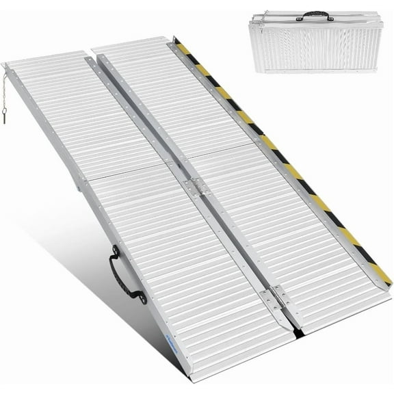 Ruedamann 5 Feet Folding Wheelchair Ramp for Doorways, Non-Slip Aluminum Wheelchair Ramp, Portable Ramp for Home Steps, Threshold Ramp for Wheelchairs, Scooters, Steps, Stairs, Walkers, Pets