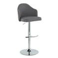 thumbnail image 2 of Ahoy Grey Fabric Bar Stools (Set of 2) - Chrome Metal Adjustable Swivel Barstools with Footrest - Contemporary Design, Indoor Use, 2 of 6
