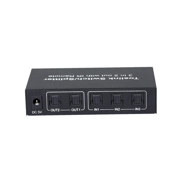 Disidente Irfora NK-T32 Divisor de interruptor de cable Toslink de 3 entradas y 2 salidas SPDIF / TOSLINK Interruptor de audio óptico 3x2 Divisor SPDIF con control remoto IR Irfora Disidente