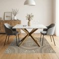 thumbnail image 3 of ODIKA 5'x7' Washable Area Rug Neutral Farmhouse Border Beige That Couch Bohemian Boho Cream Refined Structured for Guest Room, Lounge, Apartment, Non-Slip Low Profile, Stain Resistant, 3 of 7