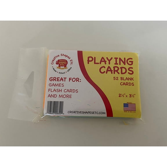 SHAPES ETC. Playing Cards - 2.5" x 3.5" Blank Assorted Color
