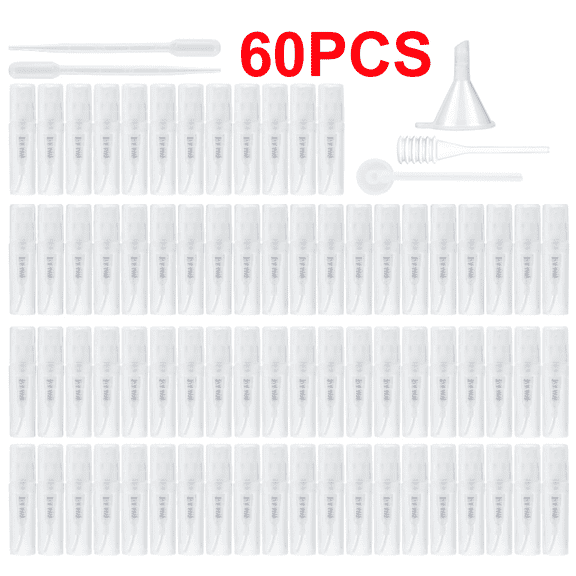 60 PCS 2ml Refillable Perfume Spray Bottles, Mini Clear Fragrance Bottles, Travel Sprayer, Empty Essential Oil Containers, Fragrance Sample Atomizer