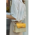 thumbnail image 2 of PIKADINGNIS Retro Straw Woven Handbag Handmade Casual Beach Tote Bag Flap with PU leather, 2 of 5