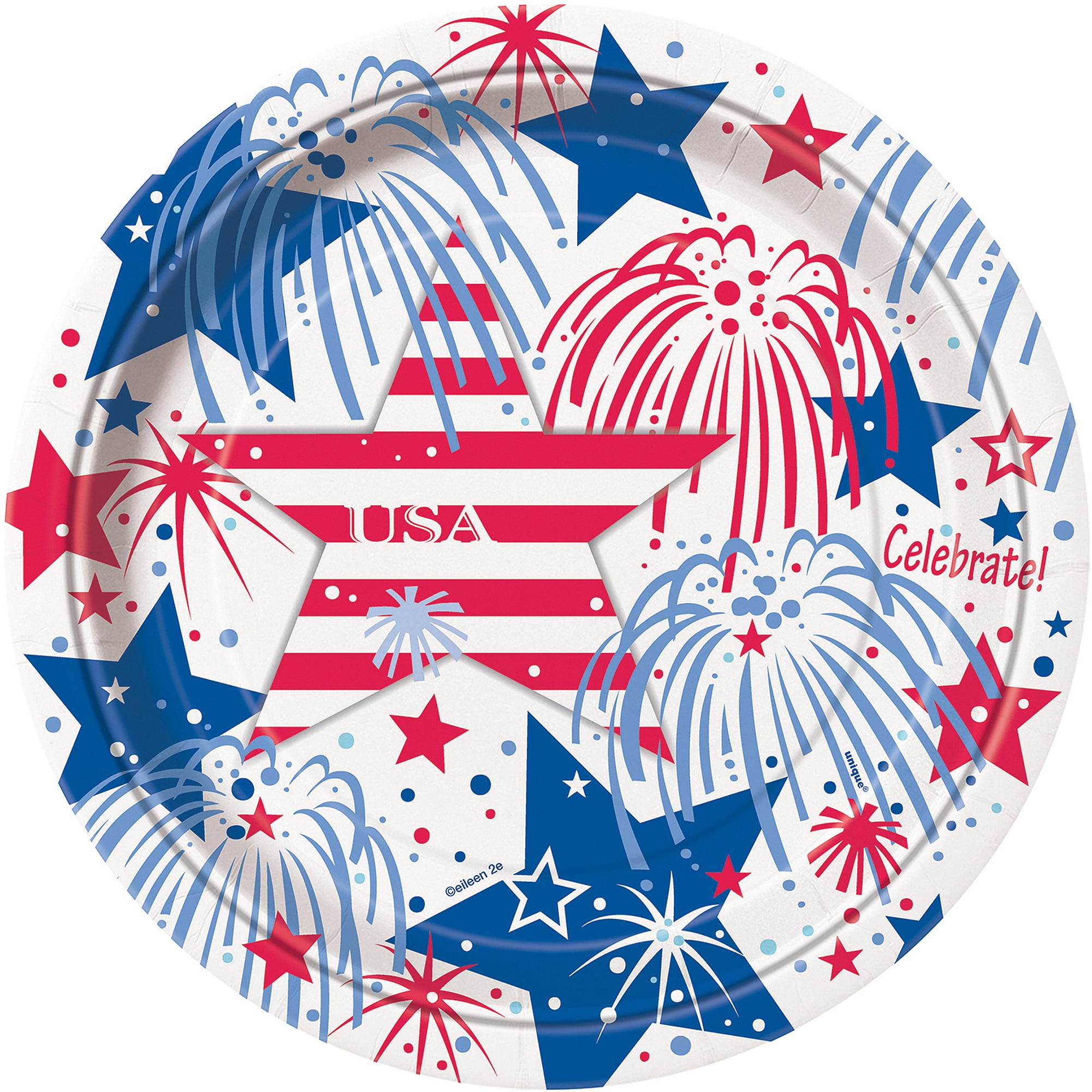 9" Fourth of July Fireworks Paper Dinner Plates, 8ct