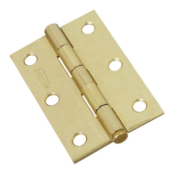 3 in. Steel Brass Door Removable Pin Hinges - Pack of 2