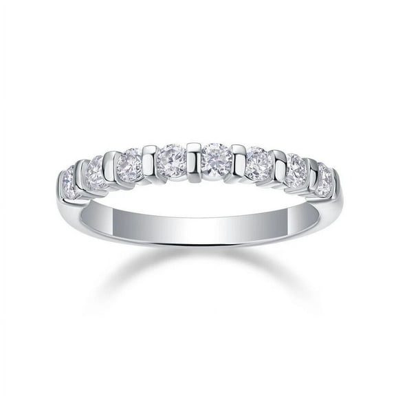 Forever Jewels 1/2Ct Round Moissanite Womens Half Eternity Wedding Band Ring 14K White Gold Plated