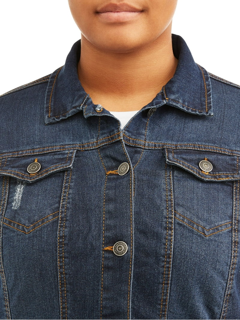 New Look Juniors' Plus Size Distressed Denim Jacket