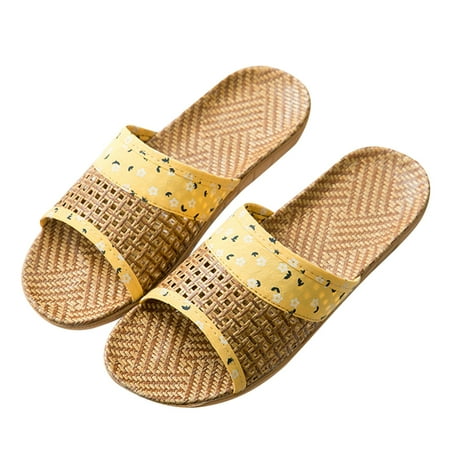 1 Pair Printing Thick Bottom Slippers Shoes Non Sandals Creative Open Toed Slippers for Home (Yellow  Size 26CM  9US  6.5UK40.5EU 10.218Inch )