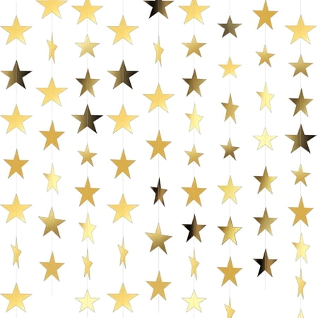 7 Pack 91.8 ft Gold Star Garland Banner Double Side Hanging Star Streamers Paper Star Banner Backdrop for Graduation Birthday Baby Shower Wedding Classroom Party Ceiling Decorations