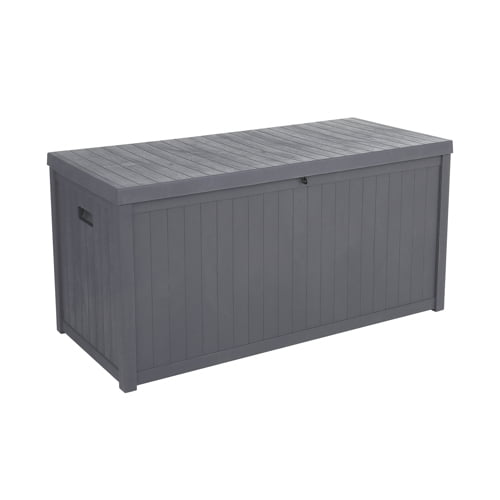 Zimtown 113gal Outdoor Garden Plastic Storage Deck Box Waterproof Grey