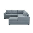 thumbnail image 5 of 114.2”U Shaped Sectional Sofa with Pull Out Full Bed and Storage Chaise Lounge,6 Seater Oversized Couch with Removable Cushion Back,Tufted Sofa & Couches for Living Room Furniture Set, Gray, 5 of 6
