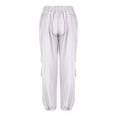 thumbnail image 3 of QUYUON Hiking Pants Fashion Cropped Pants Sports Casual Pants, Solid Color Loose Fitting Pants Cargo Pants Women High Waist Full Pant Leg Length Skinny Pant Style N-2649 White XL, 3 of 4