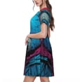 thumbnail image 2 of Fotbe Neon Cyberpunk Blue Bear Vestido Largo de Moda para Mujer, Vestido Tipo Camiseta con Manga Corta y Estilo Casual a Rayas y Bloques de Color, 2 of 6