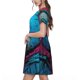 thumbnail image 2 of Balery Neon Cyberpunk Blue Bear Vestidos sueltos de manga corta para mujer, vestidos de verano 2025, vestidos casuales de corte A con vuelo., 2 of 6