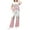 #A21-Pink, variant on Abcomgle Girls Two Piece Sets 10-12 Floral Print Short Sleeve Tshirts and Wide Leg Pants Set Cute Trendy Girls Sweatsuit,7-8 Years