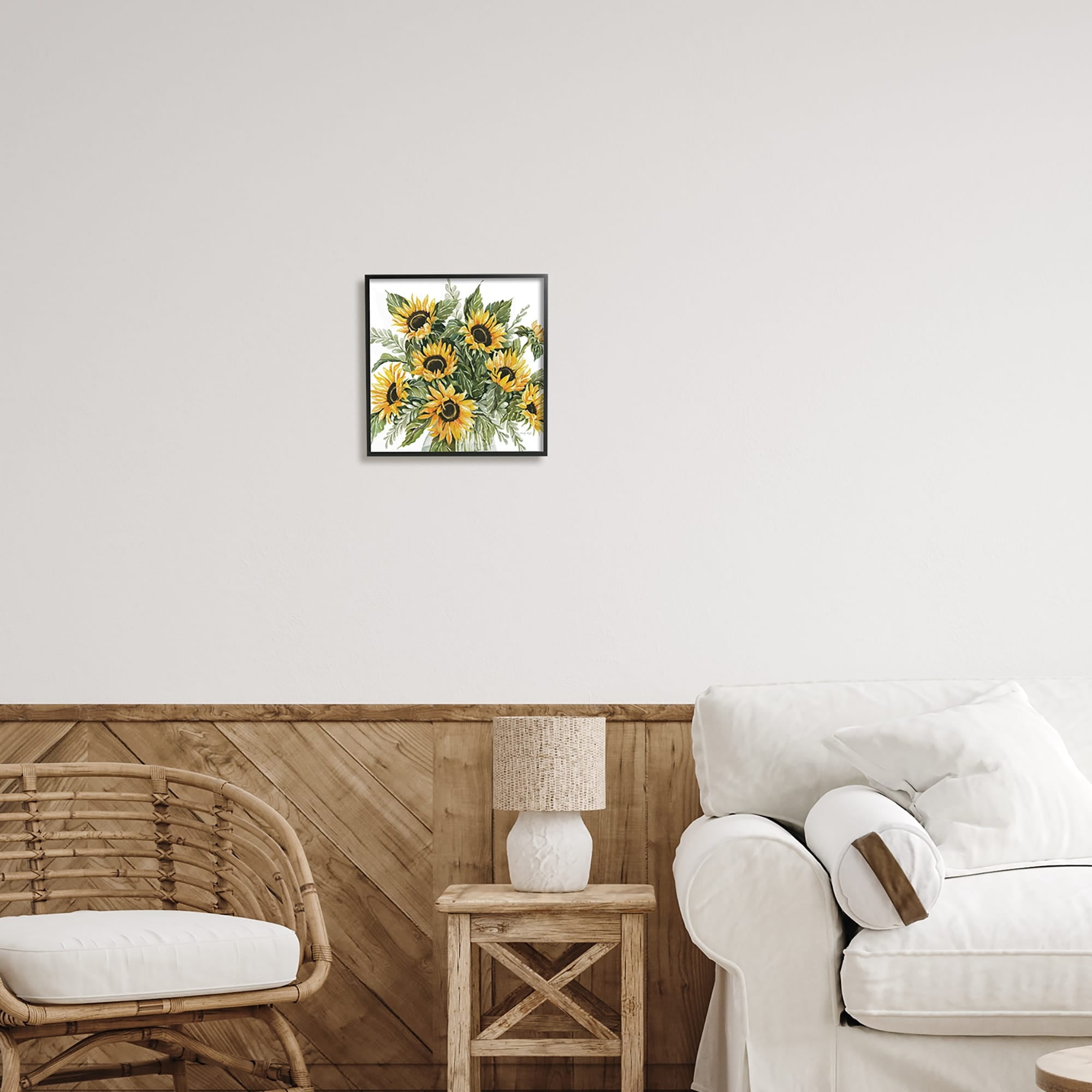 Stupell Industries Bold Sunflower Bunches Floral Country Blossom Bouquet Graphic Art Black Framed Art Print Wall Art, Design by Cindy Jacobs