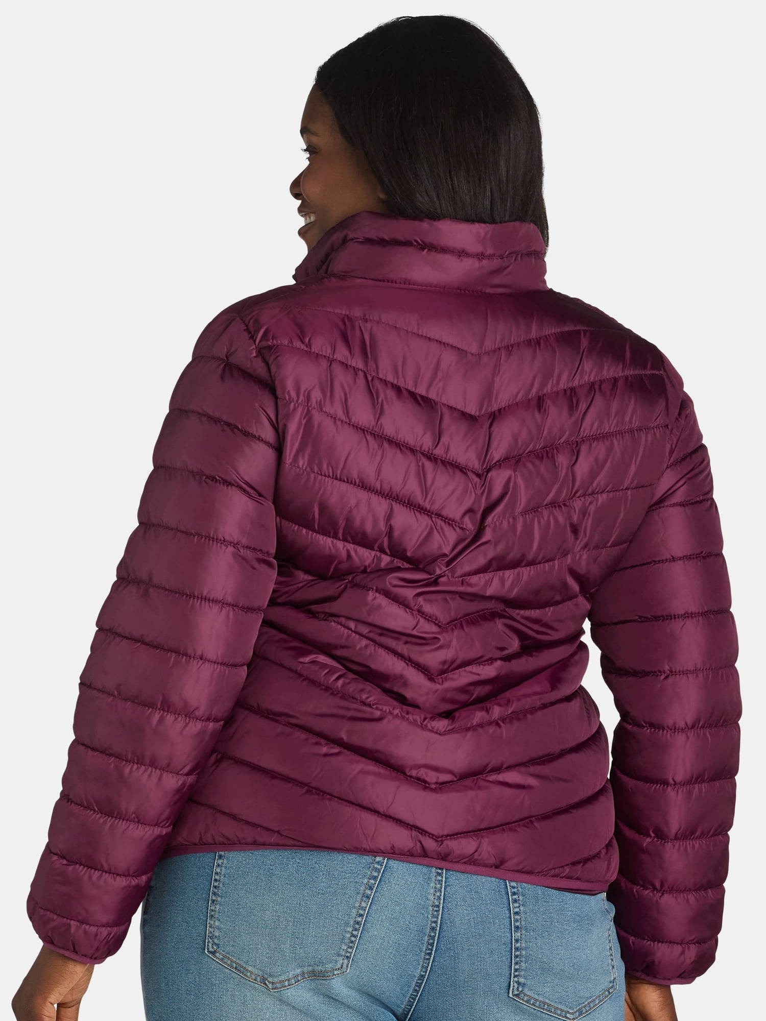 Big Chill Women's and Women’s Plus Packable Puffer Jacket, Midweight, Sizes S-3X