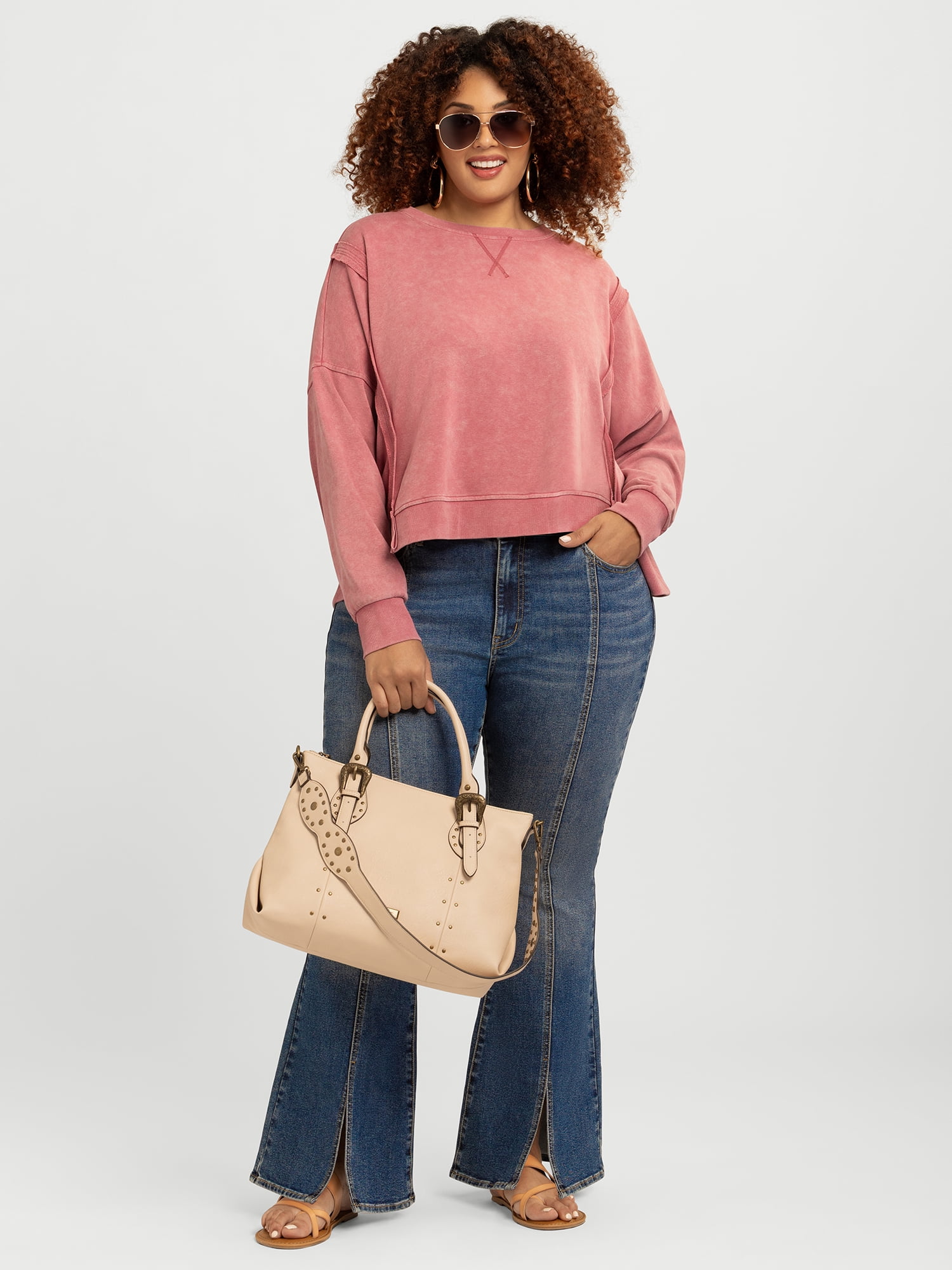 Jessica Simpson Women's Philomenia Knit Denim Pullover Top, Sizes XS-4X