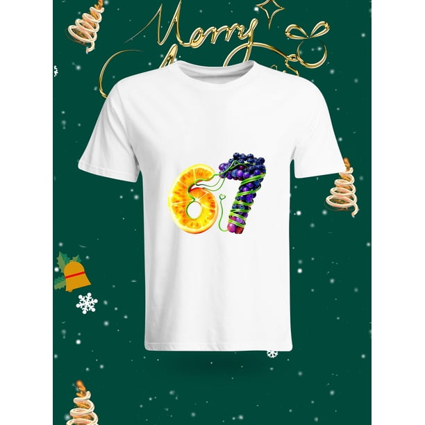 Funny 67 Number Christmas Element Printed Unisex T-Shirt Fashion Casual Top with Festive Atmosphere