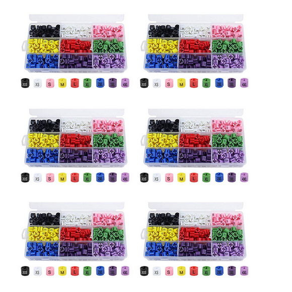 1740 Pcs Snap Retail Clothes Hanger Size Markers Garment Tags Xxs to 4Xl Size Coding Colored Dividers Hanger Sign Buckle