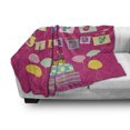 thumbnail image 3 of Birthday Party Soft Flannel Fleece Blanket, Colorful Letters in Shape of Present Boxes Balloons Cake Graphic, Cozy Plush for Indoor and Outdoor Use, 60" x 80", Dark Coral Multicolor, by Ambesonne, 3 of 6